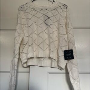 Lulu's Cream Knit Crew Neck Sweater